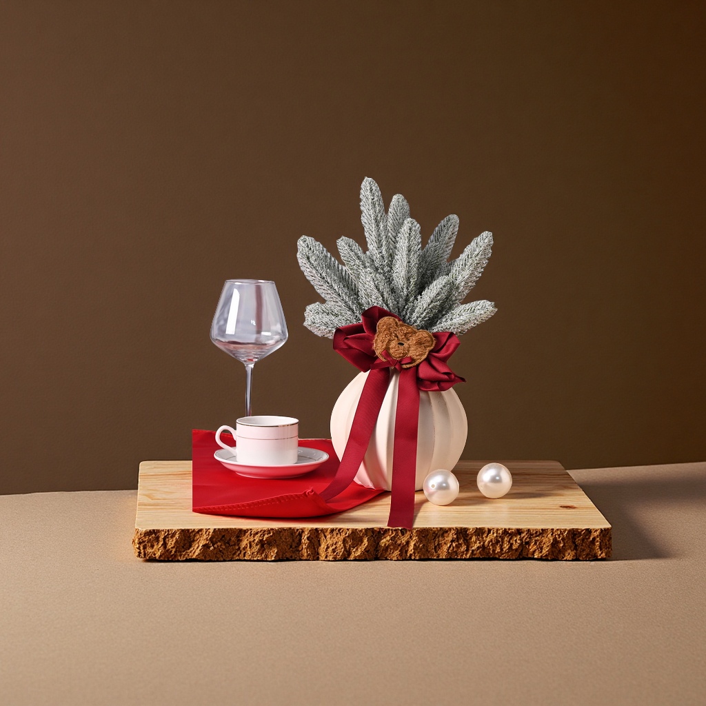 跨境亚马逊仿真雪松针圣诞树配件三叉立体松枝花环装饰品办公文化气氛布置鲜花花艺用品