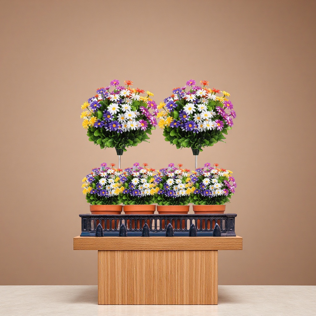 新款仿真洋甘菊小把雏菊花束户外阳台客厅餐桌摆设办公园艺装饰