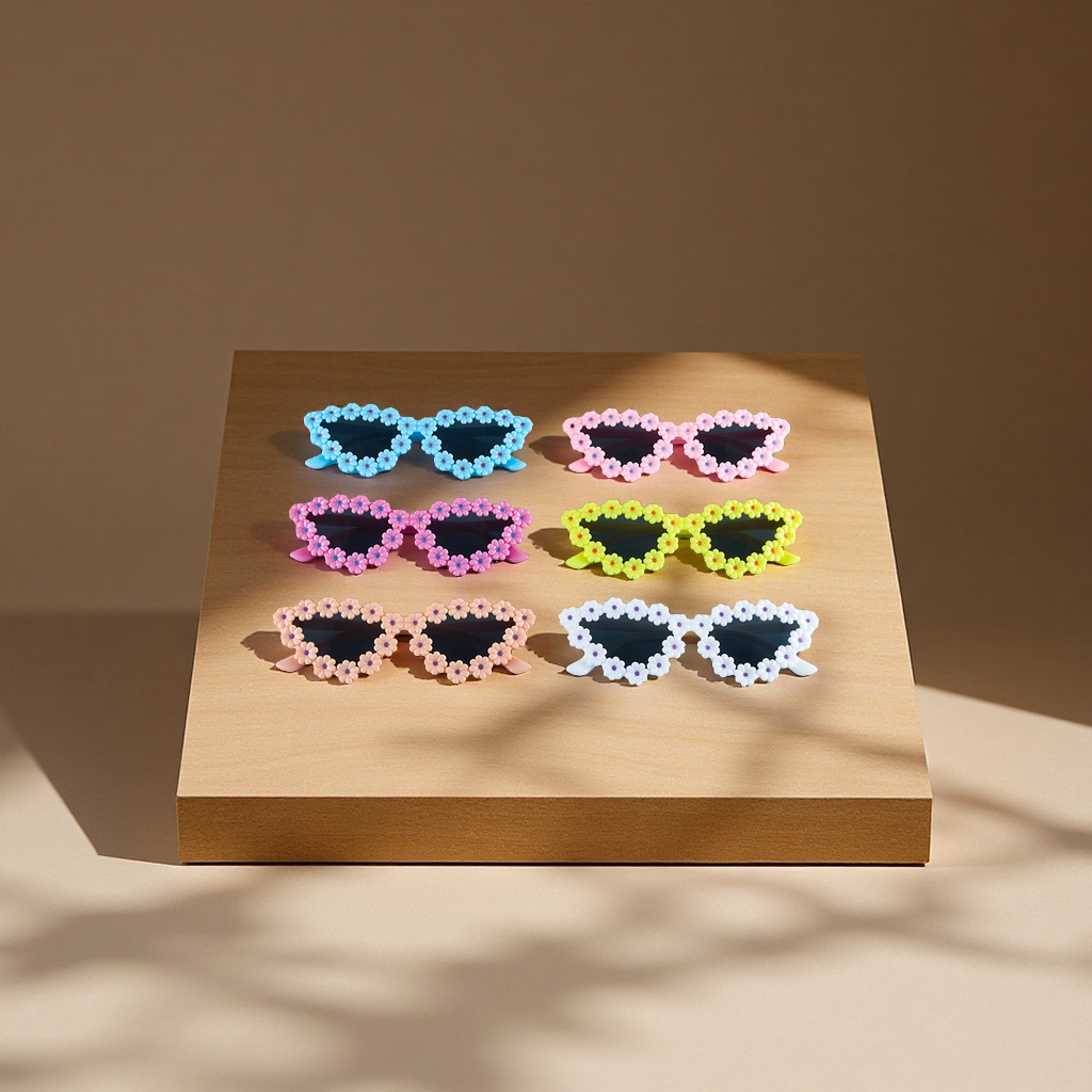 新款猫眼花瓣儿童太阳镜男女同款时尚潮流ins墨镜批发服装配饰