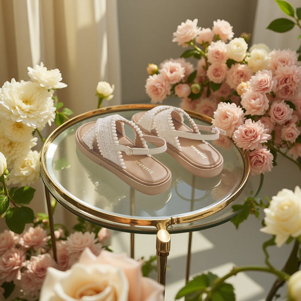 法式真皮平底凉鞋女夏季2025新款百搭不累脚配裙子夜店服饰外穿