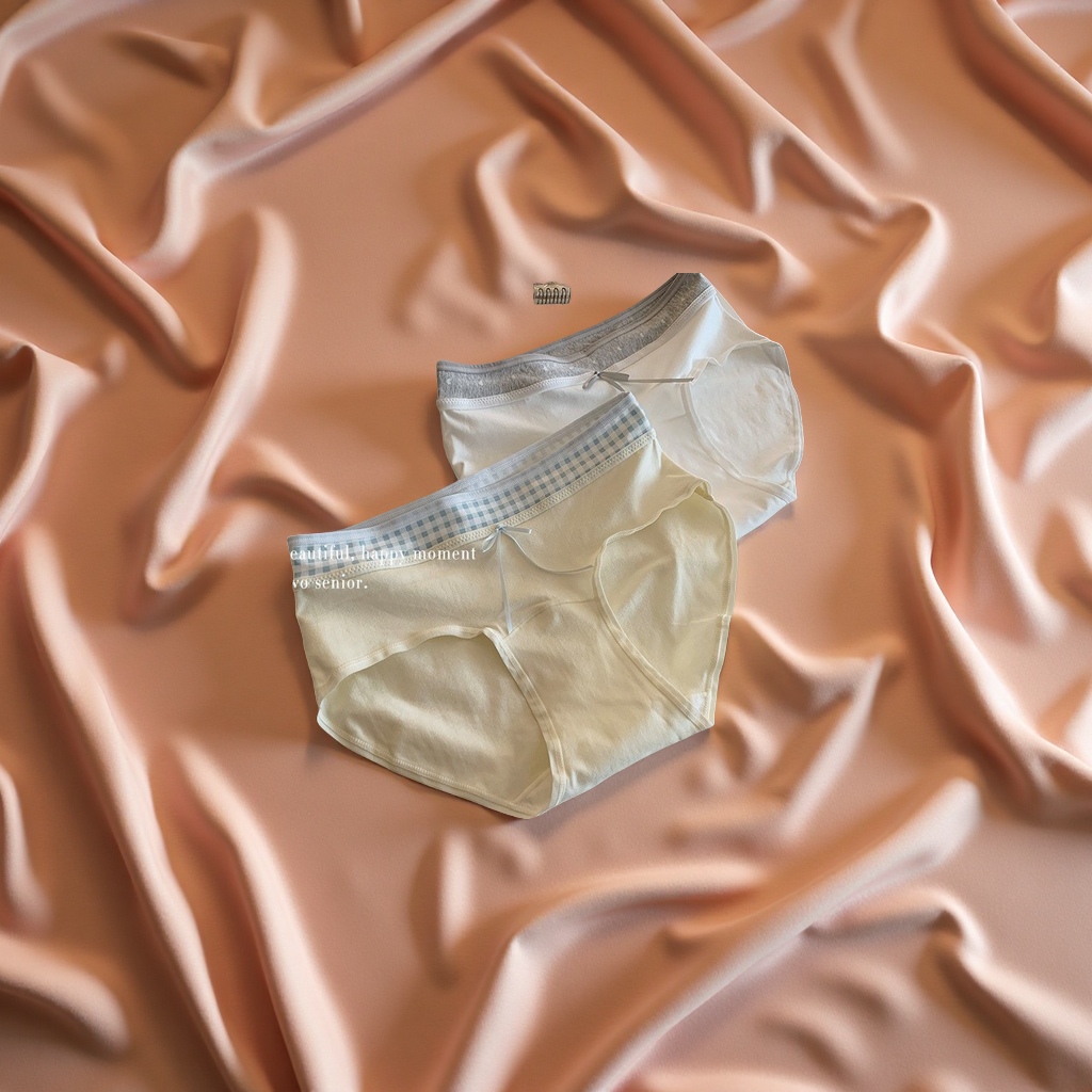 10A加长纯棉裆女生内裤抑菌撞色拼接中腰包臀不夹臀三角裤内衣女士孕妇专用