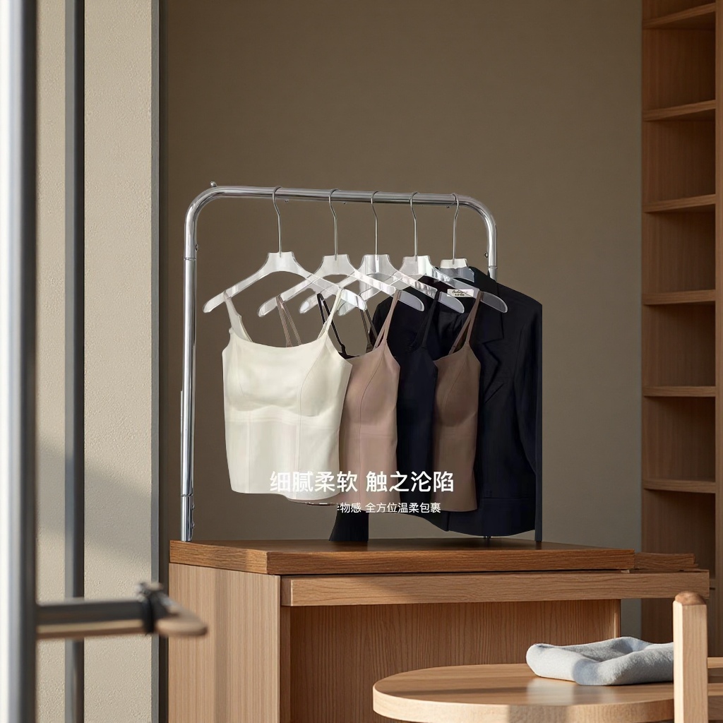 美背吊带文胸一体咖色修身无痕打底内衣带胸垫背心女身体防护劳保服