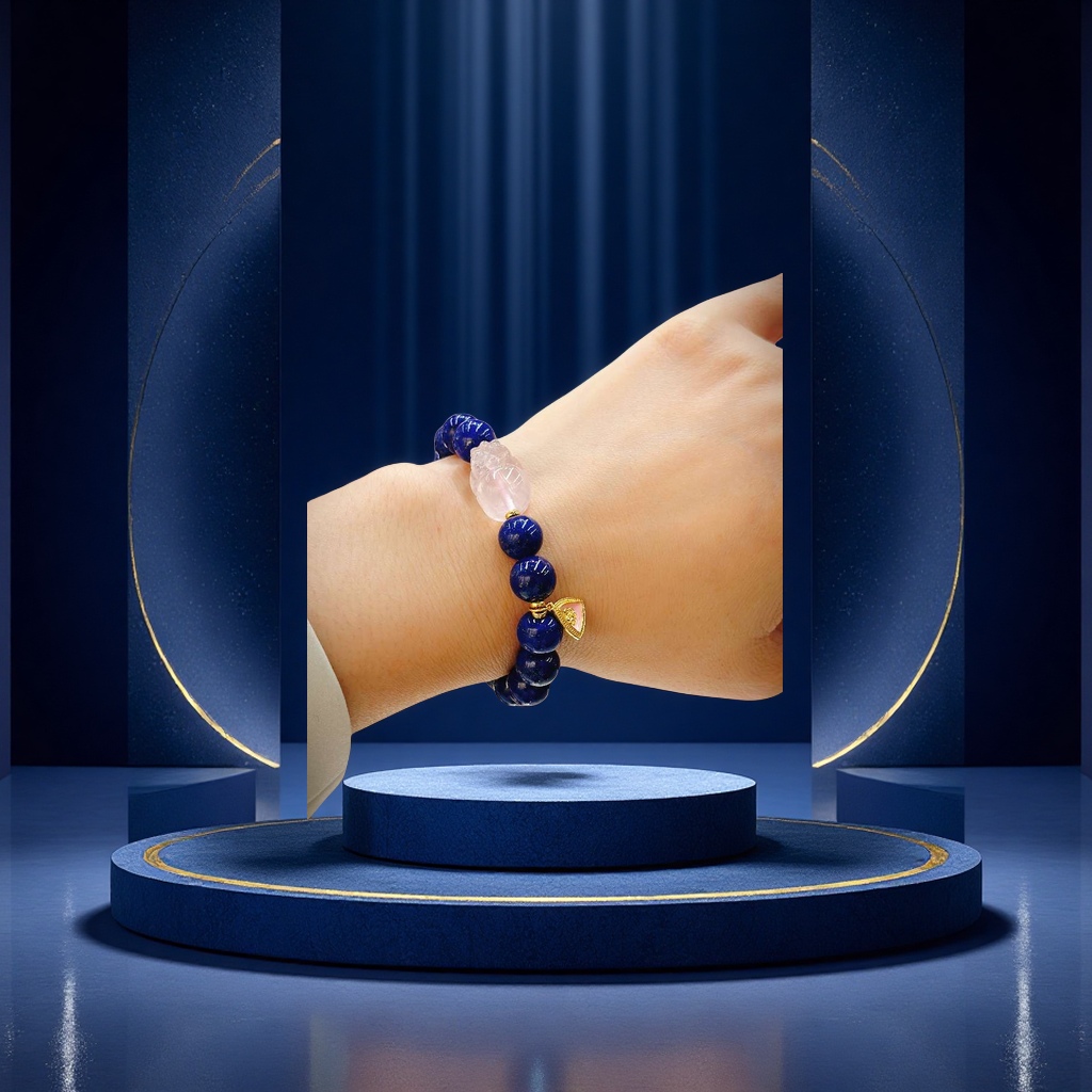 女款手串，珠宝 天然水晶，925银粉水晶青金石手串珠宝首饰珠宝水晶手串