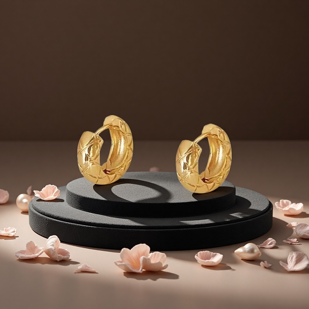 金色菱格圈圈耳环高级感耳钉耳饰女