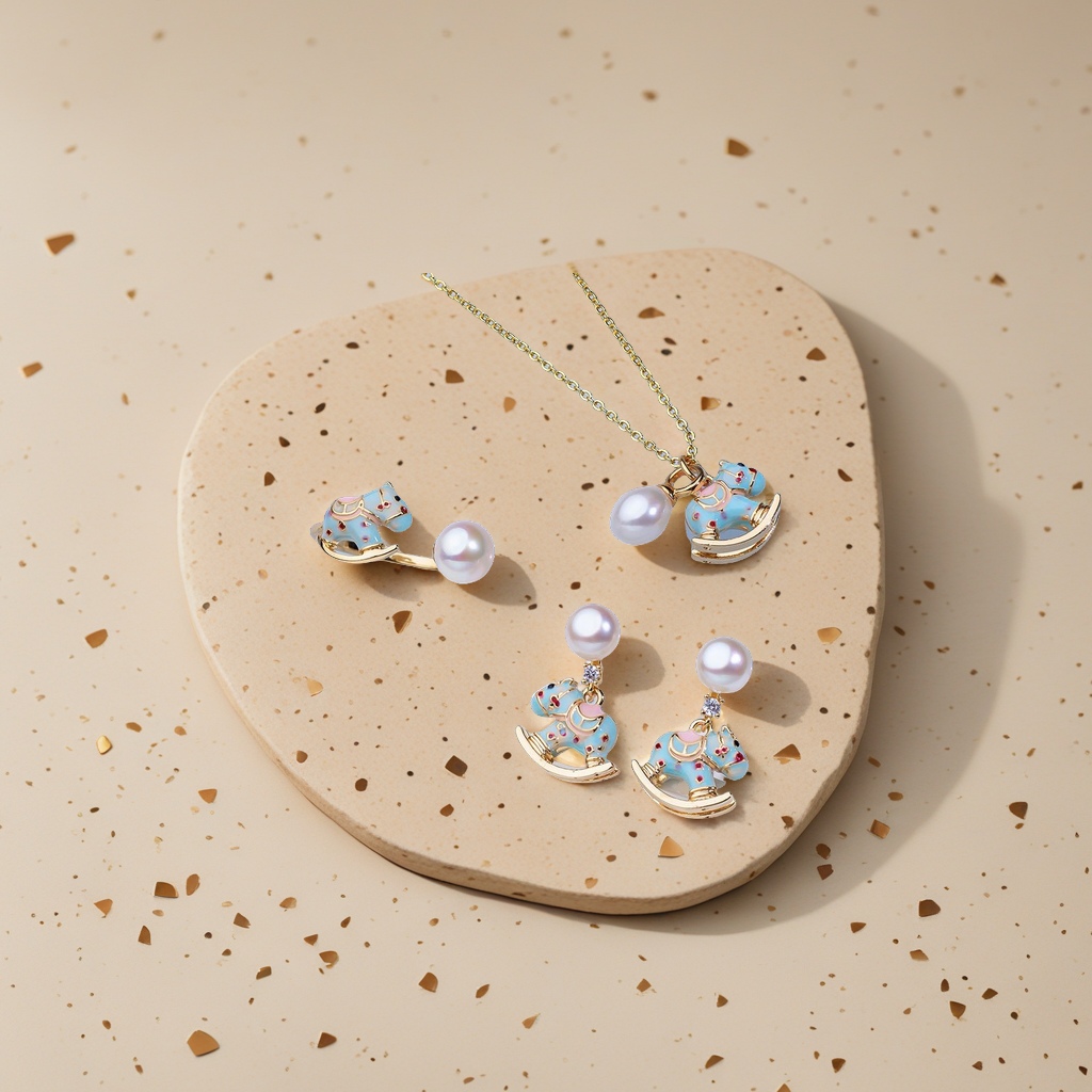 木马三件套天然珍珠耳饰