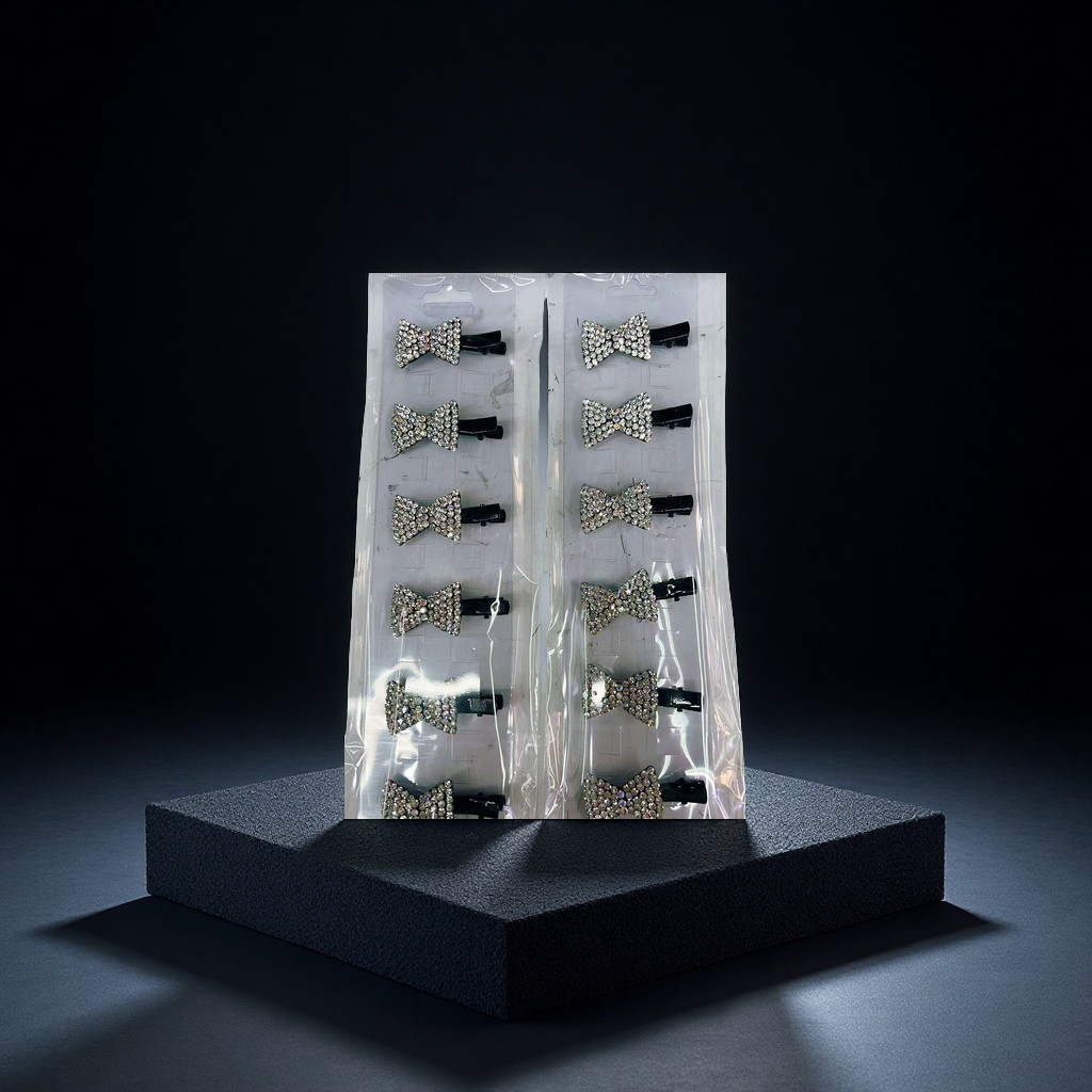 时尚韩版黑底白钻鸭嘴夹饰品头饰潮流合金简约百搭女款