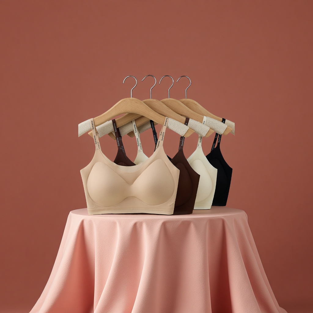 字母隐形粉底液内衣女无痕软支撑聚拢美背文胸大码防走光吊带背心美容护肤面部彩妆粉底