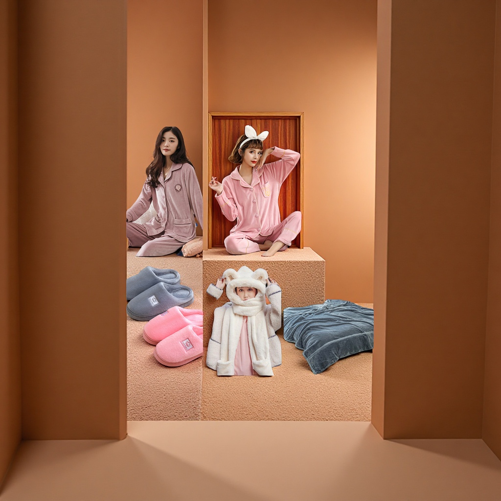 Factory stock of double-sided flannel home clothing fabric, coral fleece, velvet bathrobes, blankets, warm and comfortable home textile products Specification image