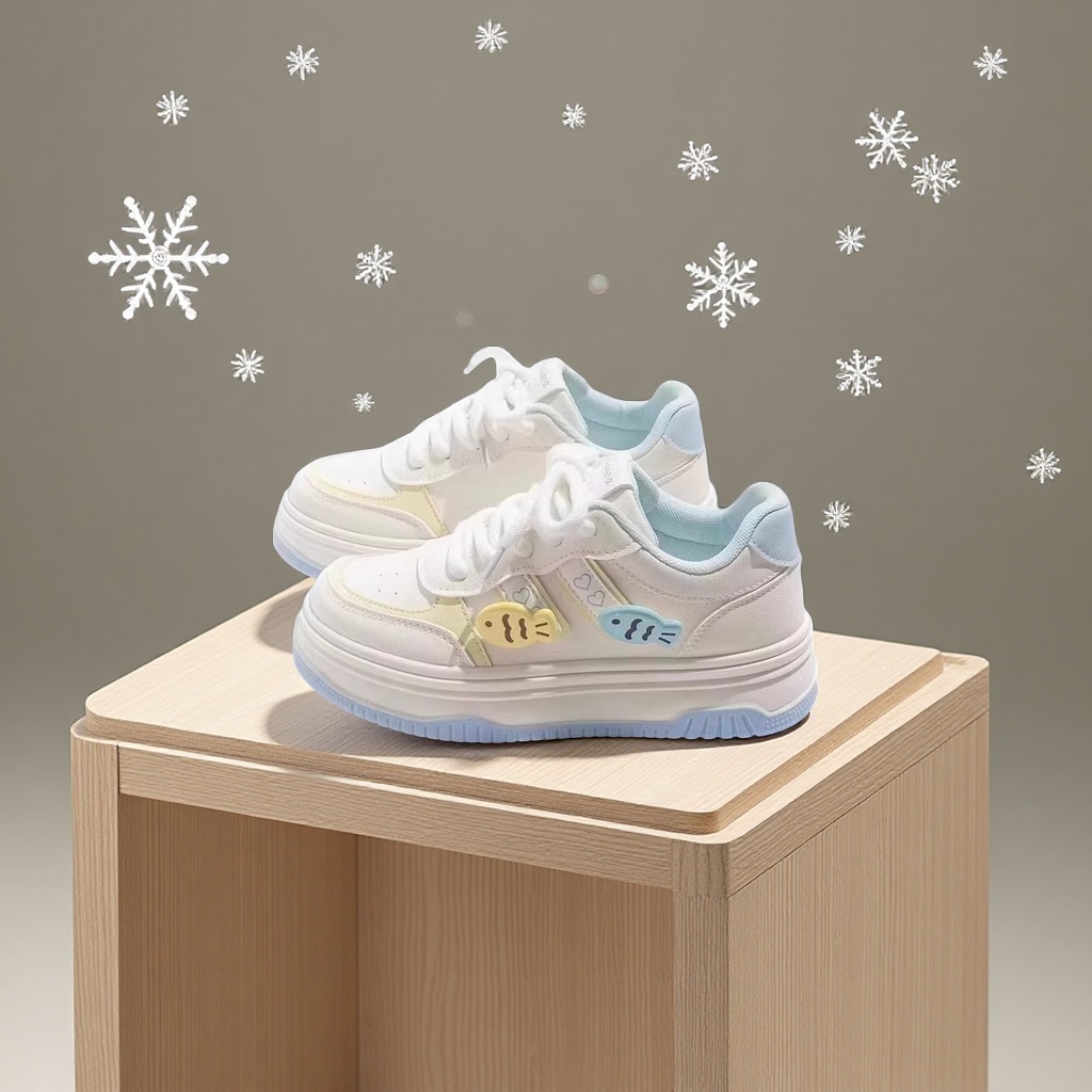 Girls' sports shoes, fleece and thickened white board shoes, students' and children's cotton shoes, children's shoes, girls' shoes, baby leather shoes, sports shoes Specification image