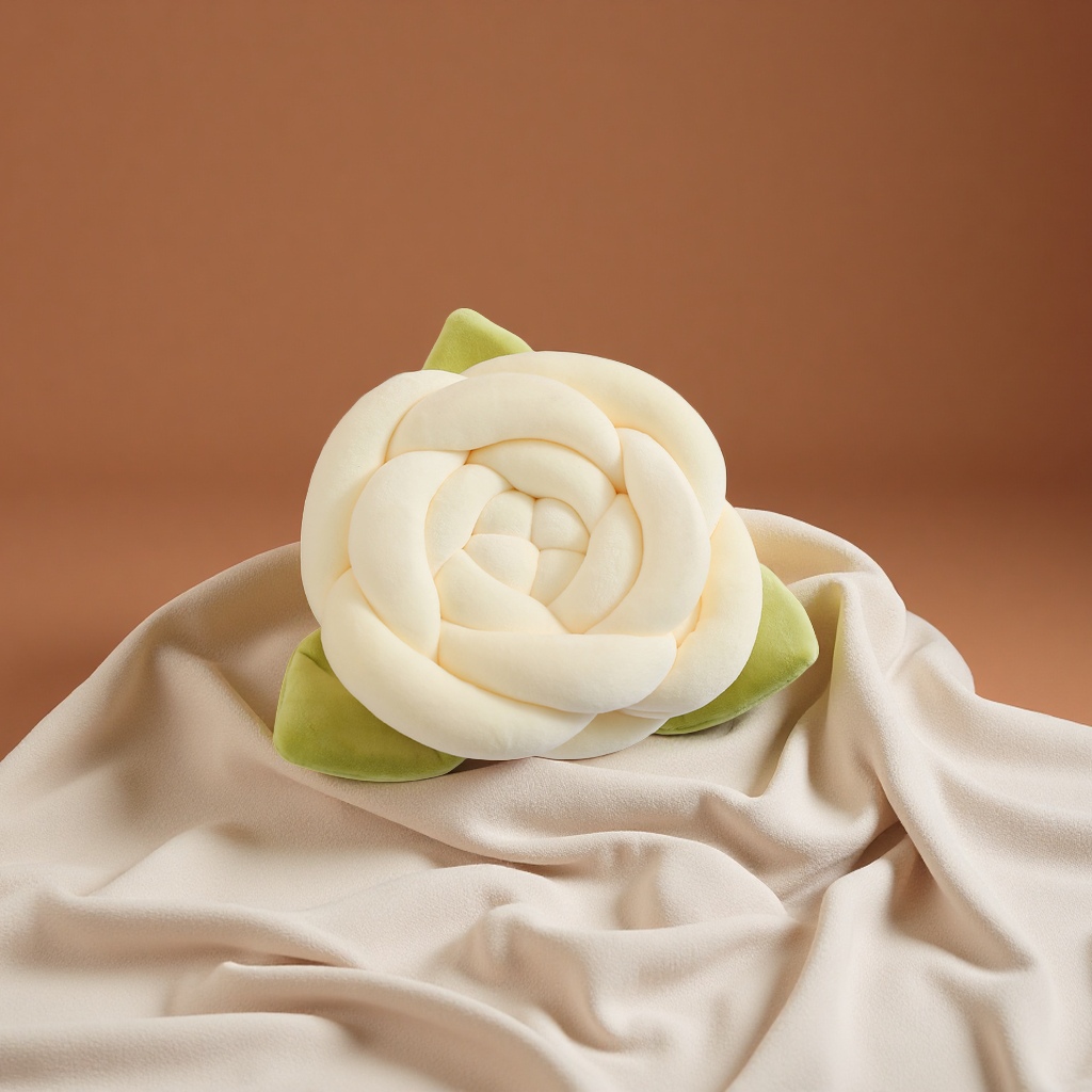 跨境新款抱枕玫瑰编织打结母亲节生日礼物客厅沙发午睡枕厂家直销婚庆家纺