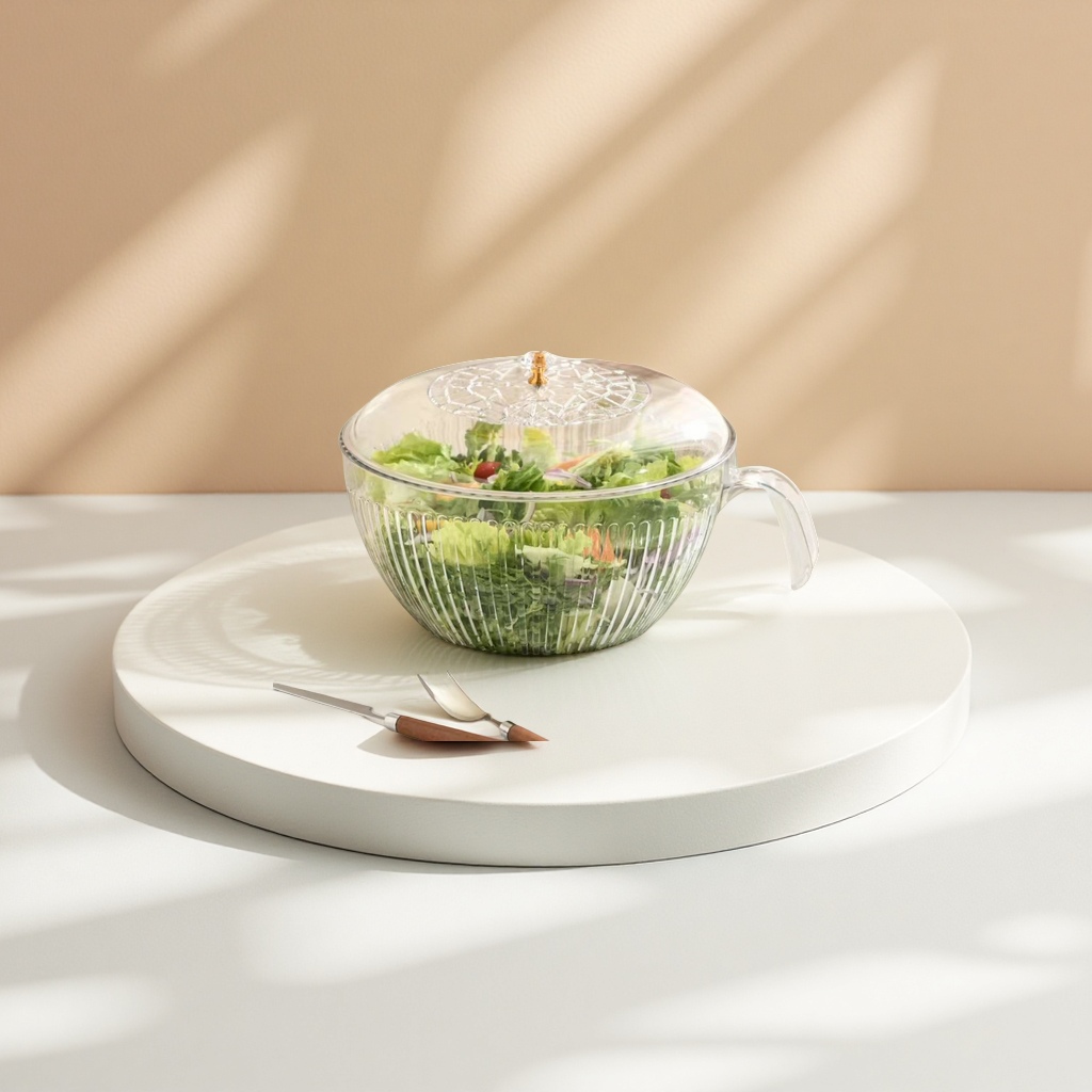 沙拉收纳盒便携透明塑料餐盒带分隔厨房用品多用便当盒大容量