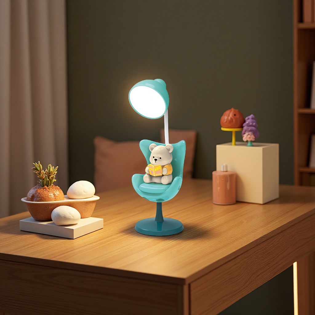 Mini lámpara de escritorio creativa de dibujos animados moe linterna de escritorio pequeña lámpara de escritorio recargable USB de tres niveles de ajuste de protección de los ojos lámpara de iluminación iluminación nocturna oficina suministros escolares Specification image