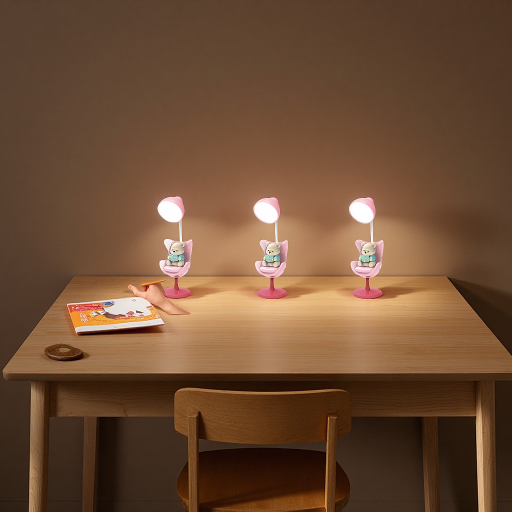 Mini lámpara de escritorio creativa de dibujos animados moe linterna de escritorio pequeña lámpara de escritorio recargable USB de tres niveles de ajuste de protección de los ojos lámpara de iluminación iluminación nocturna oficina suministros escolares Application Scenario