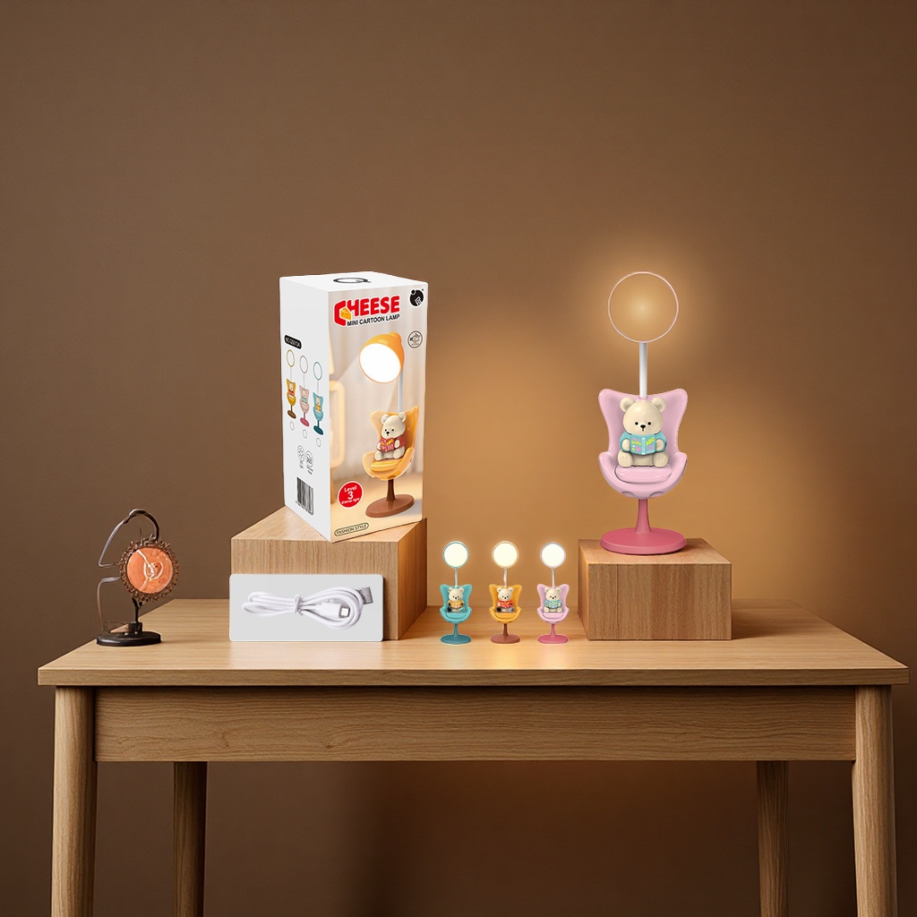 Mini lámpara de escritorio creativa de dibujos animados moe linterna de escritorio pequeña lámpara de escritorio recargable USB de tres niveles de ajuste de protección de los ojos lámpara de iluminación iluminación nocturna oficina suministros escolares Item Picture