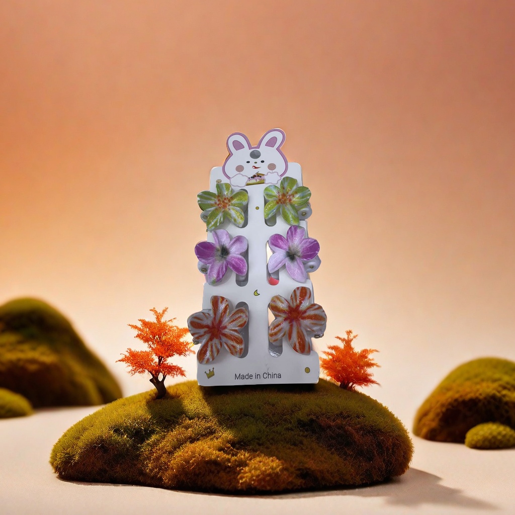 三公分樱桃五叶花小爪子春天色系六色一卡手工创意装饰礼品趣味收藏发饰   适合儿童少女