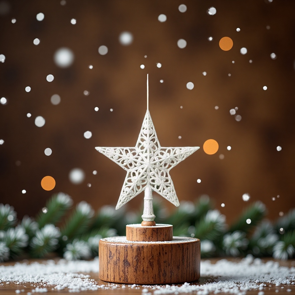 圣诞树镂空闪粉五角星顶饰圣诞节场景布置工艺品礼品装饰摆件