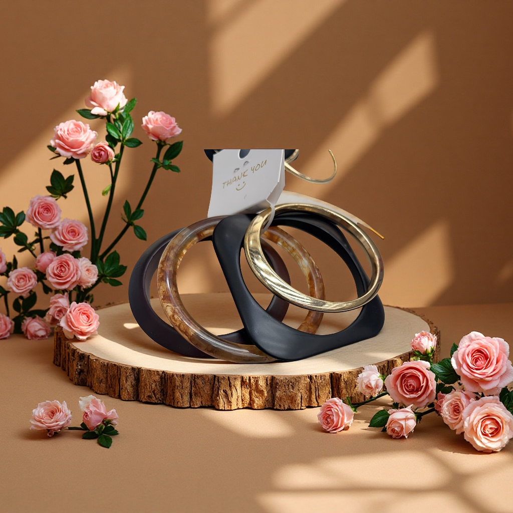 2025新款时尚彩色仿木手镯手链组合潮流百搭女款饰品手链套装