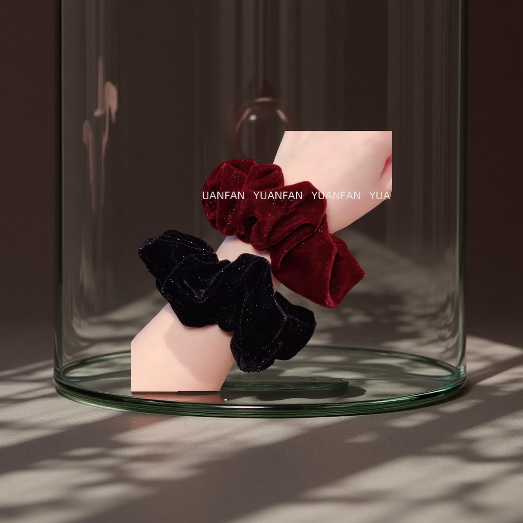 Autumn and winter glittering velvet large intestine hair band, high-end and elegant velvet band, starry sky hair tie, hair accessory