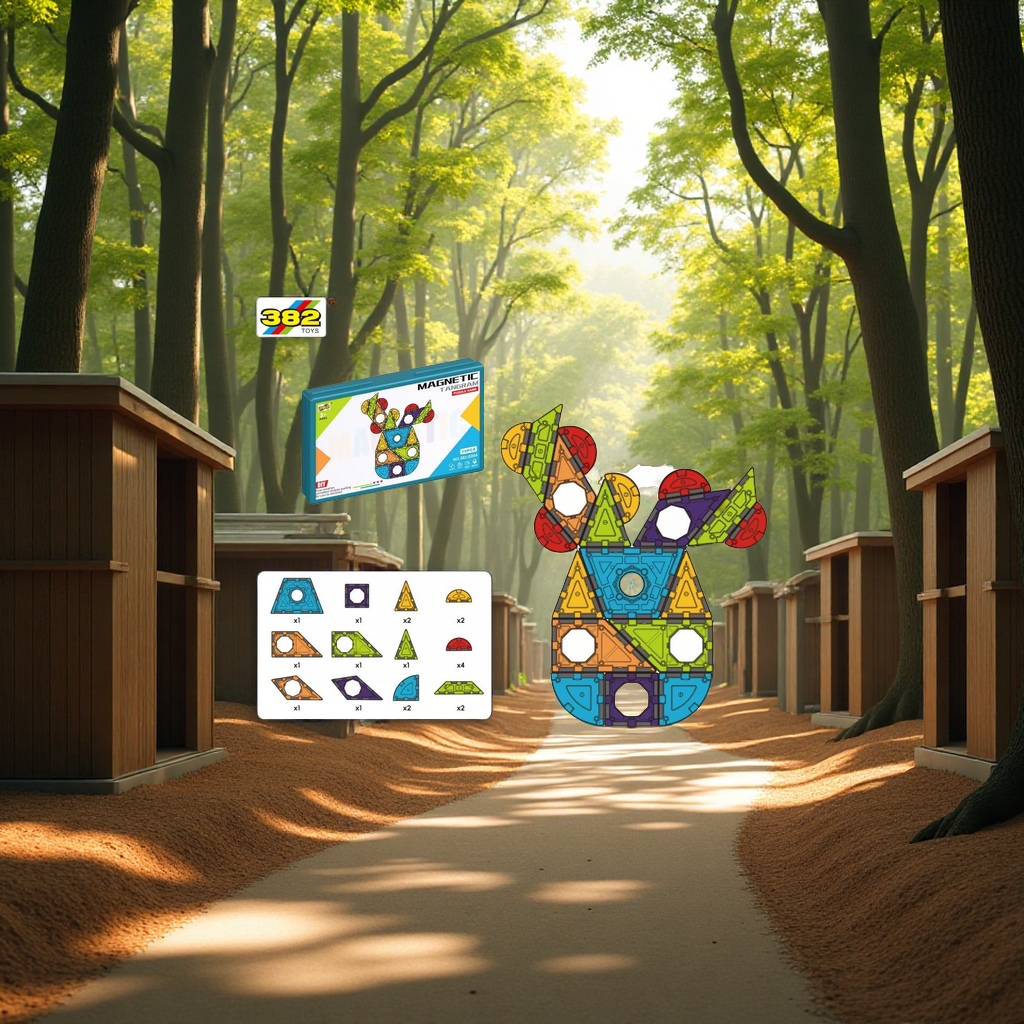 几何图形磁力片积木拼插玩具儿童益智拼装拼图启蒙早教玩具多色款磁力片细节图