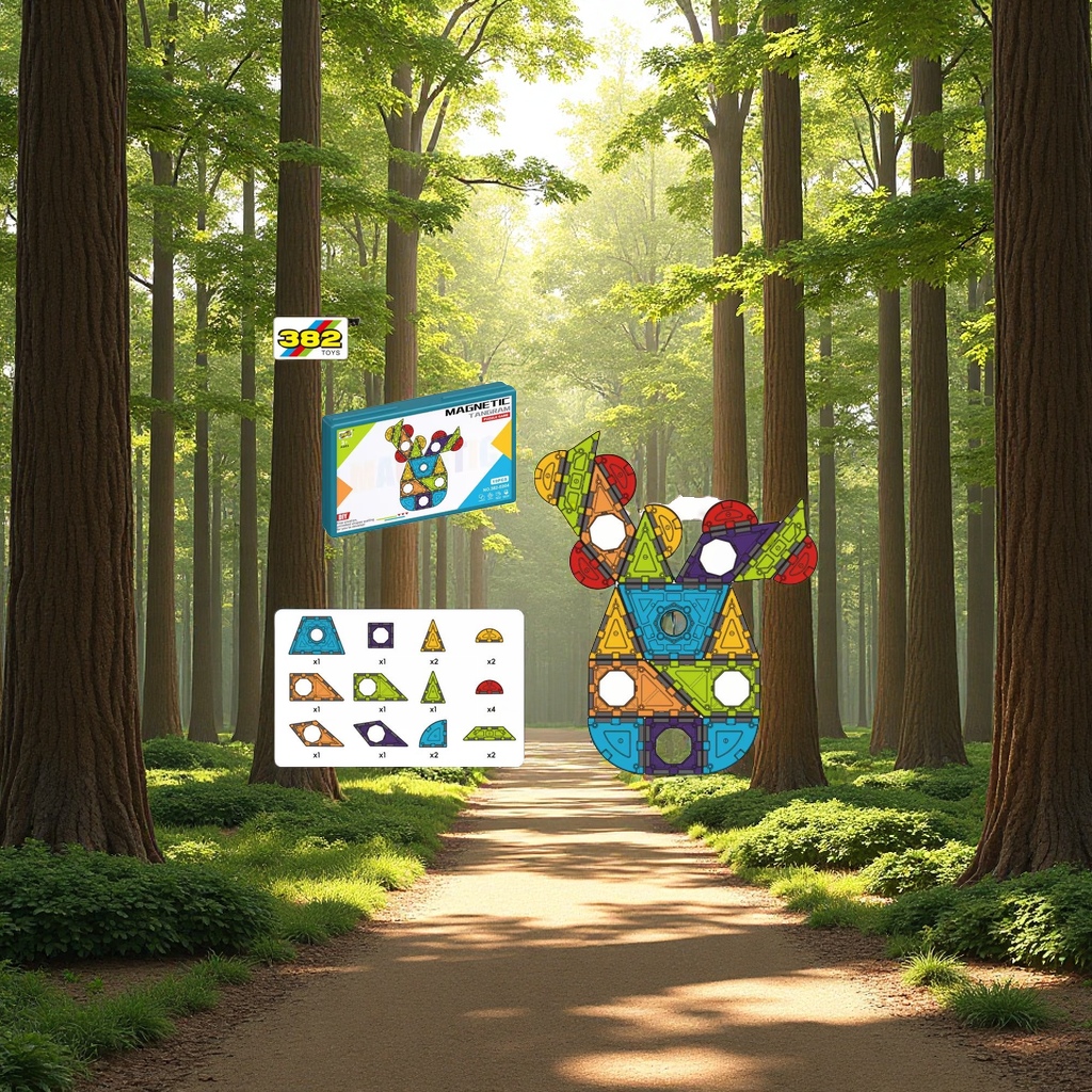 几何图形磁力片积木拼插玩具儿童益智拼装拼图启蒙早教玩具多色款磁力片