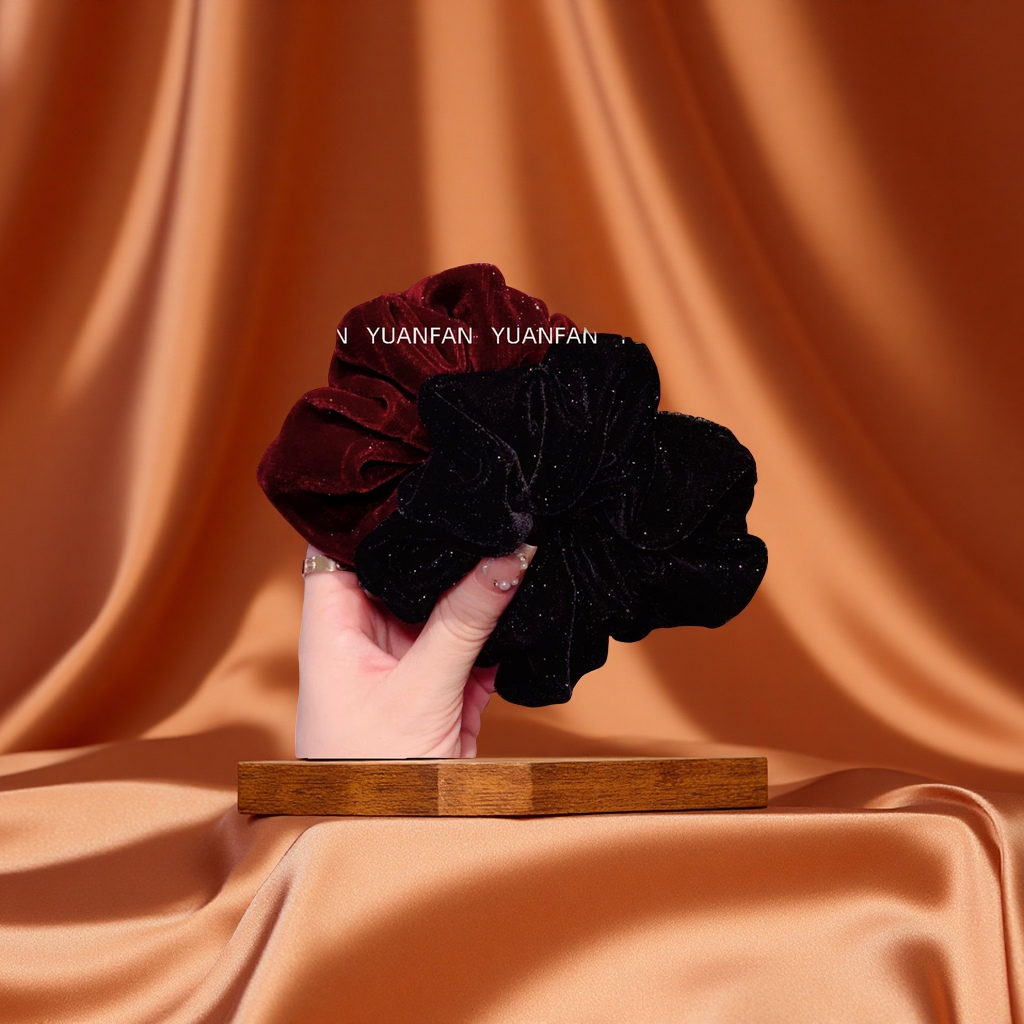 Autumn and winter glittering velvet large intestine hair band, high-end and elegant velvet band, starry sky hair tie, hair accessory details Picture