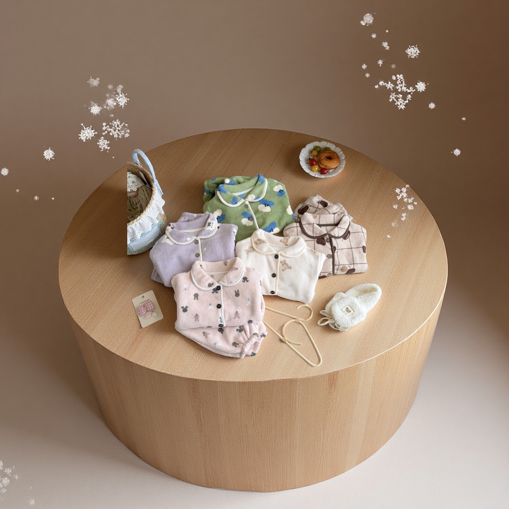 Snowflake fleece children's home wear set, winter thickened warm cardigan and pajamas gift box for boys and girls details Picture