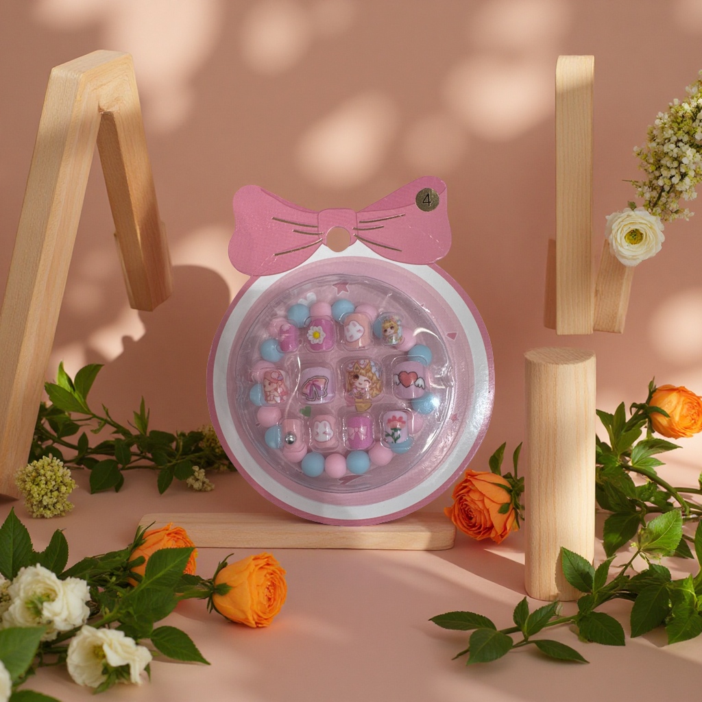 儿童假指甲安全无毒彩色贴片美甲装饰手指甲贴儿童美甲用品产品图