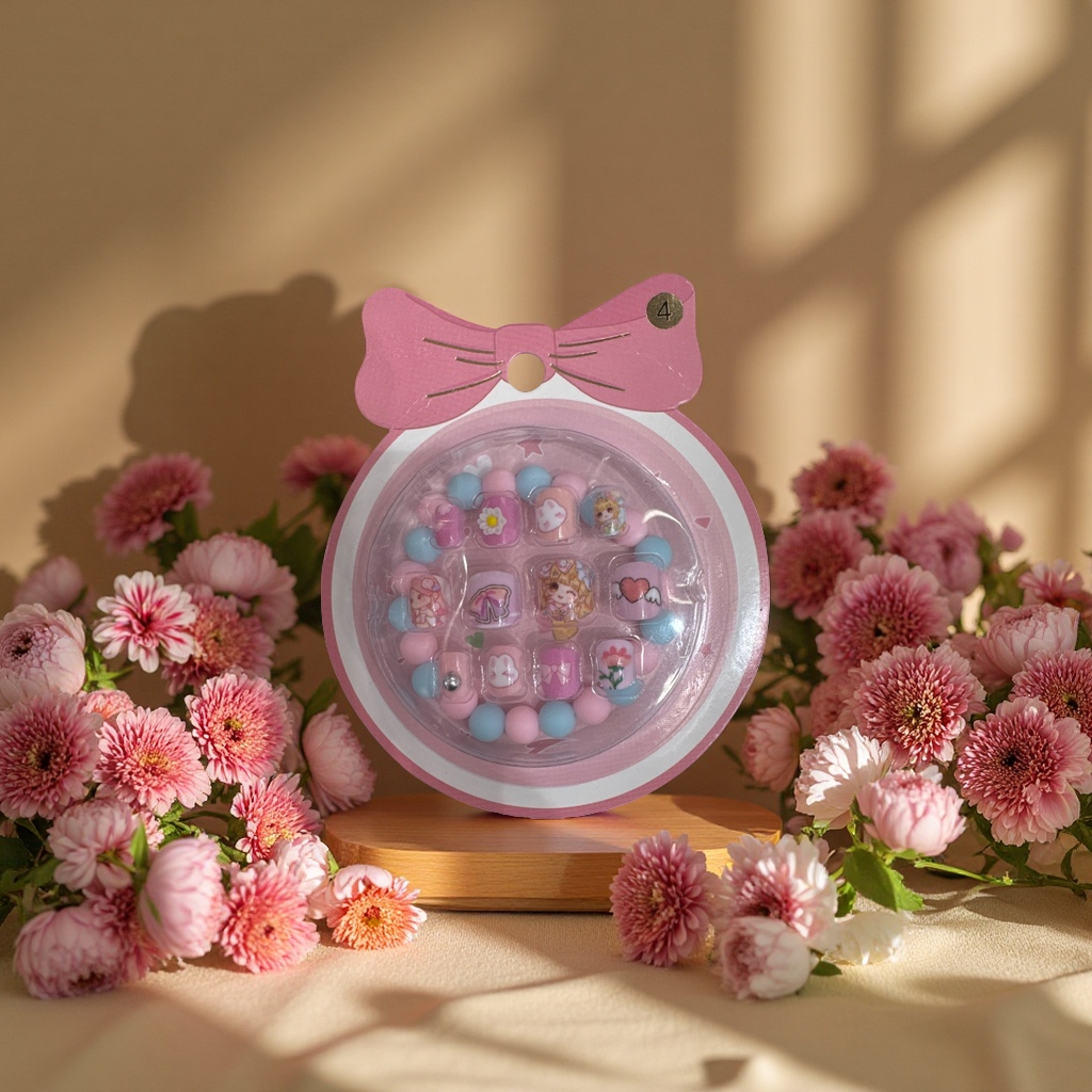 儿童假指甲安全无毒彩色贴片美甲装饰手指甲贴儿童美甲用品细节图