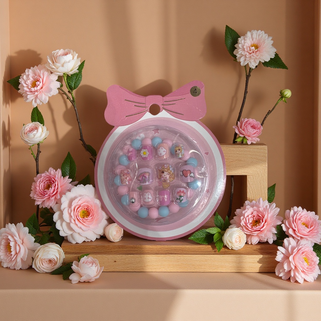 儿童假指甲安全无毒彩色贴片美甲装饰手指甲贴儿童美甲用品