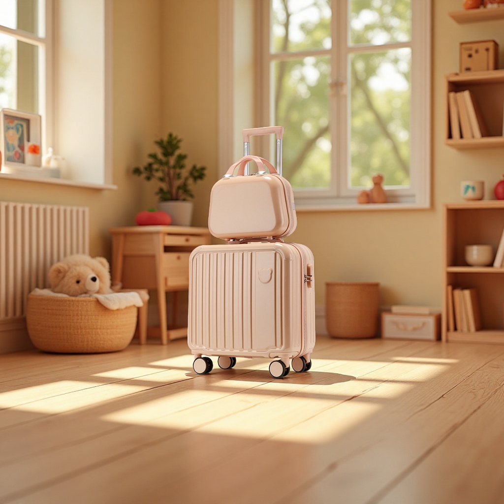 Bear Cartoon 18-inch carry-on suitcase, children's trolley case, silent swivel wheel travel suitcase, small suitcase, combination lock bag details Picture