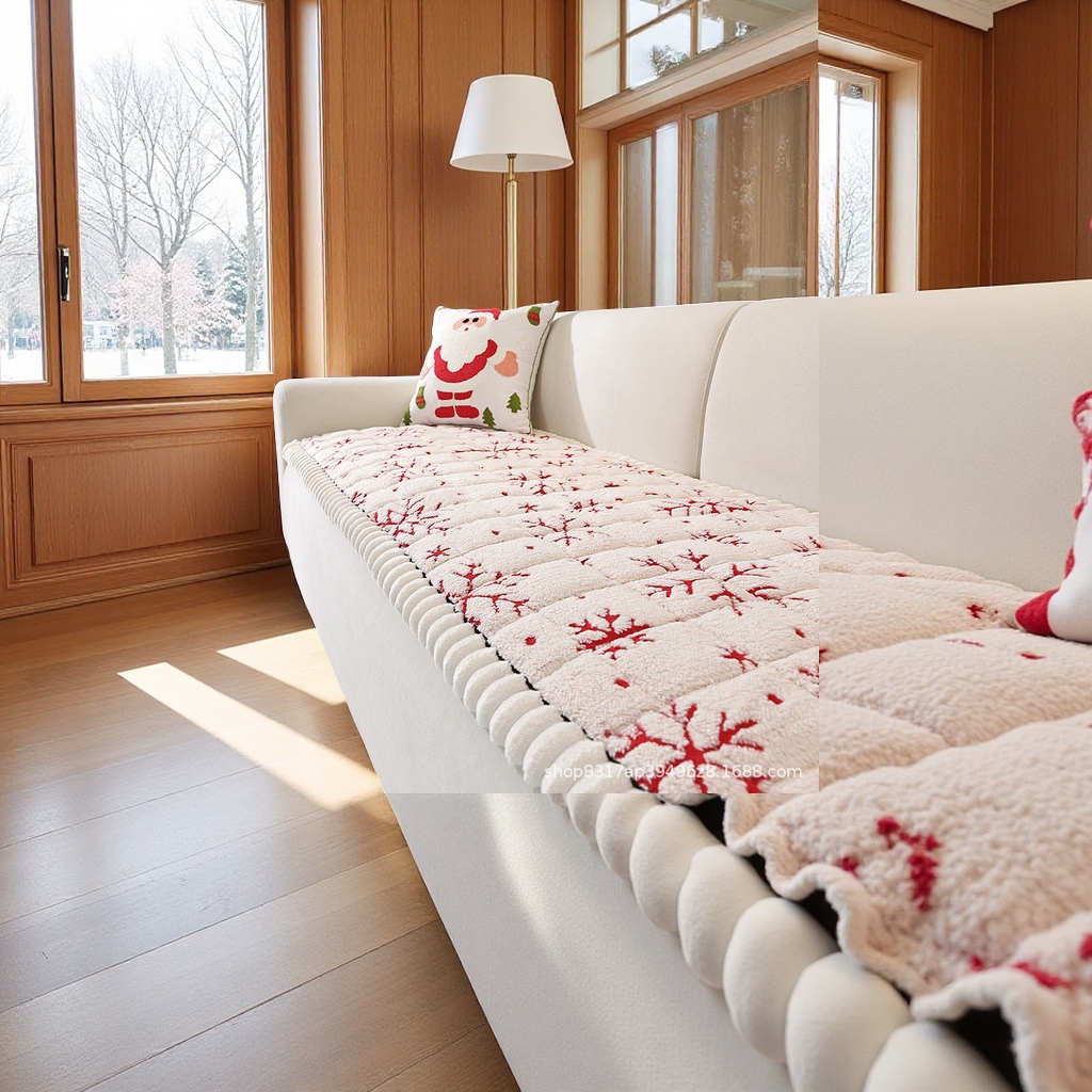 Winter thickened plush anti-slip bay window sofa cushion in stock, a best-selling home fabric seat cushion for export details Picture