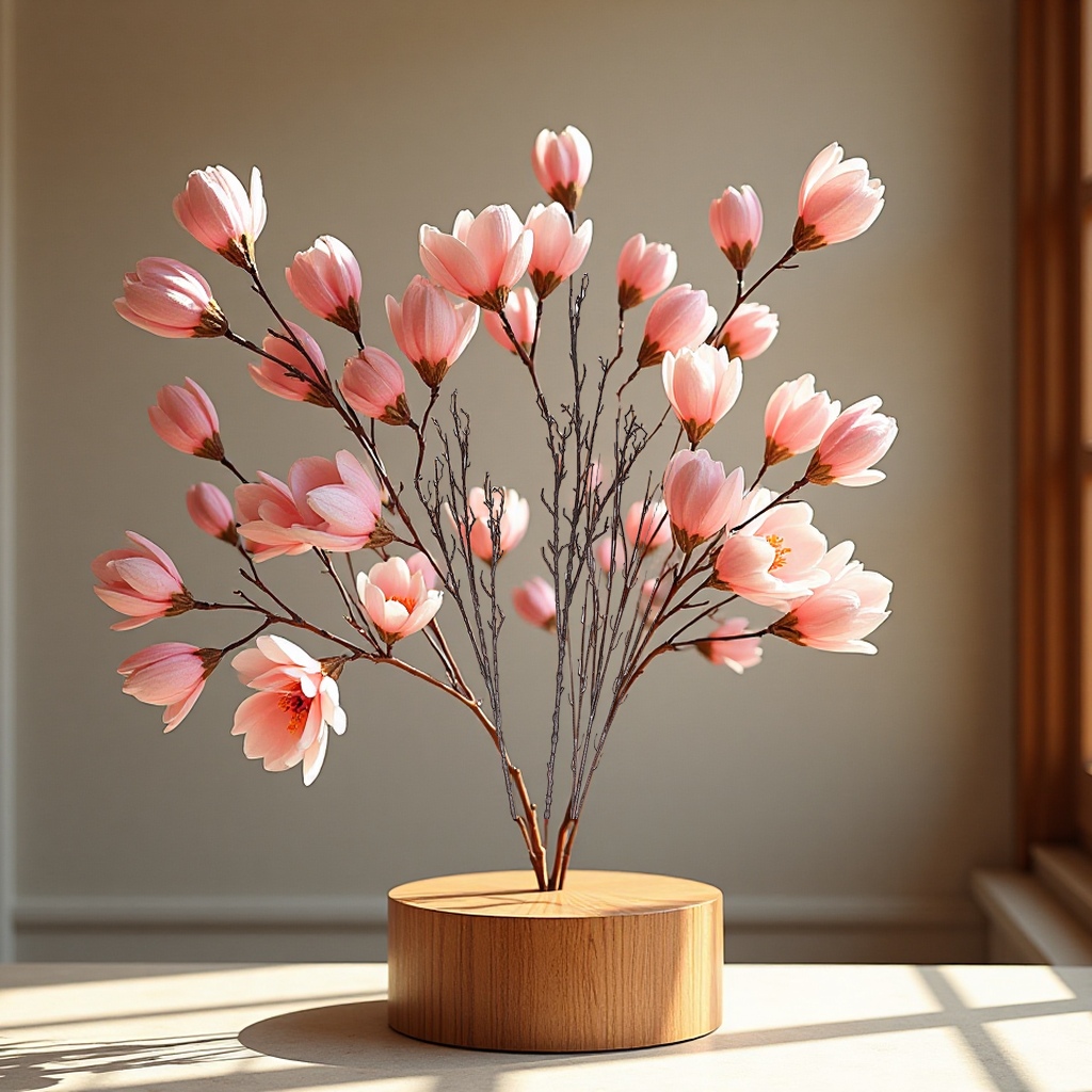 批发假花玉兰梅花手工花枝家居装饰办公文化仿真园艺枝叶树配件