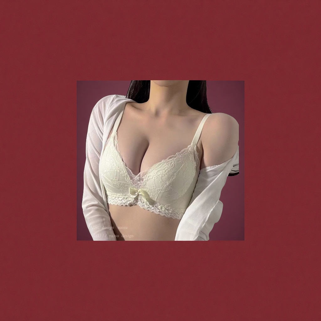 新款纯欲风性感蕾丝无钢圈内衣小胸聚拢上托防下垂女装雪纺衫蕾丝轻薄透气舒适款