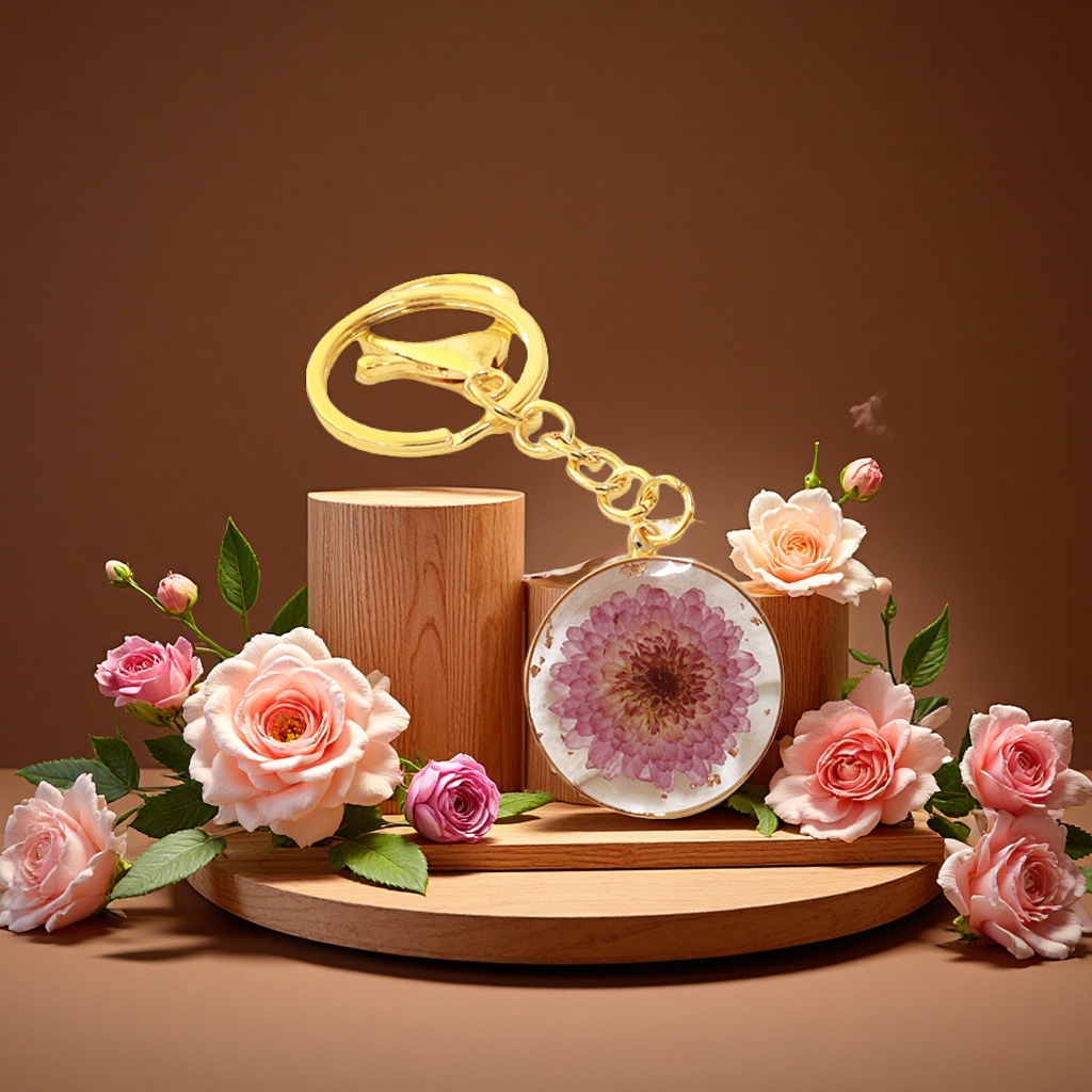 干花钥匙扣多彩手工创意个性挂件时尚简约礼品赠品产品图