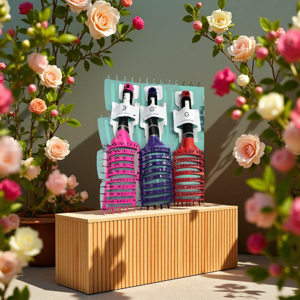 The new hollowed-out fashionable comb is a lightweight and portable tool for styling and hairdressing. It is a unisex wooden comb Specification image