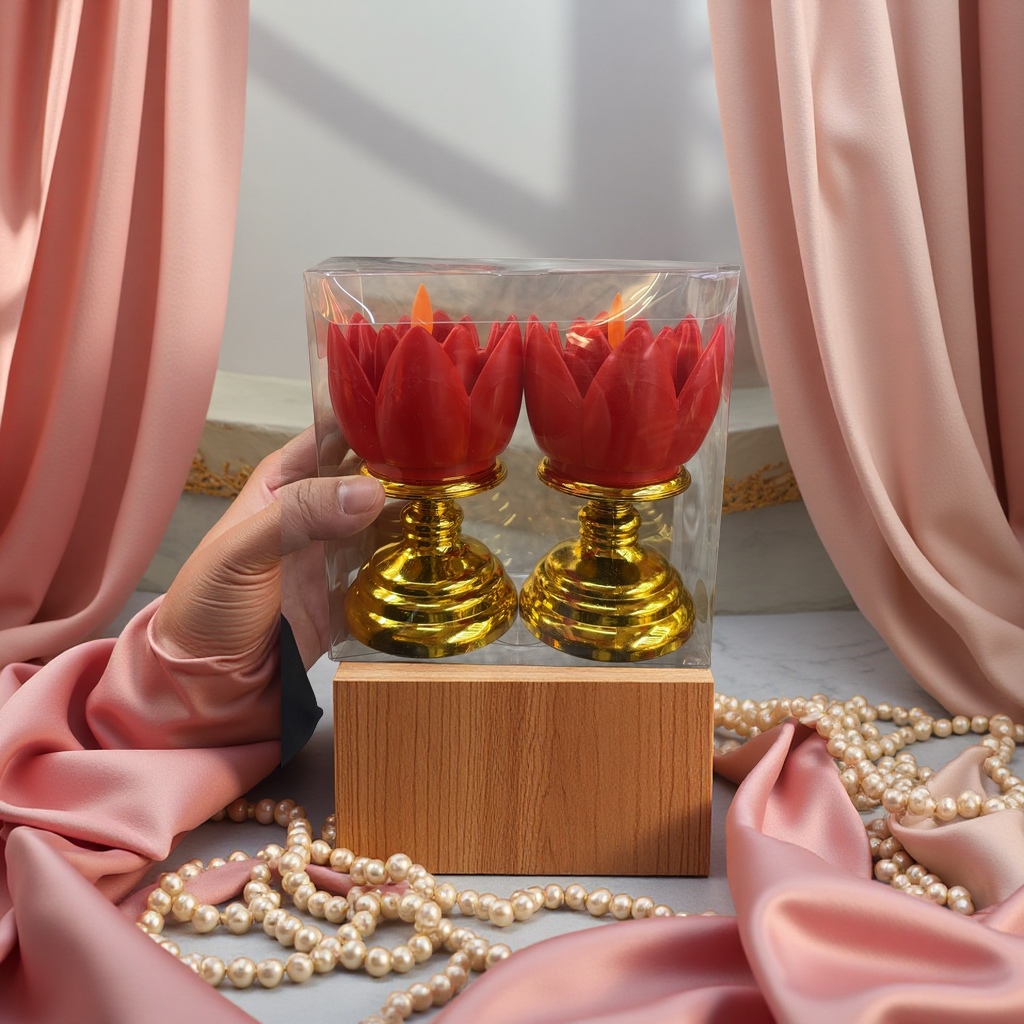 High-legged lotus lamp, battery-powered model, Buddha's front offering lamp, colorful night scene decorative lamp, festival lighting fixtures, lotus-shaped household lamps Application Scenario