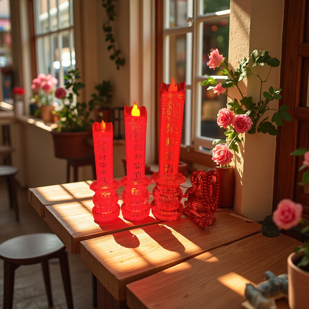 Environmentally friendly and safe electric candle, dual-purpose plug-in battery, silent and smokeless household decorative lamp, electronic candle Application Scenario