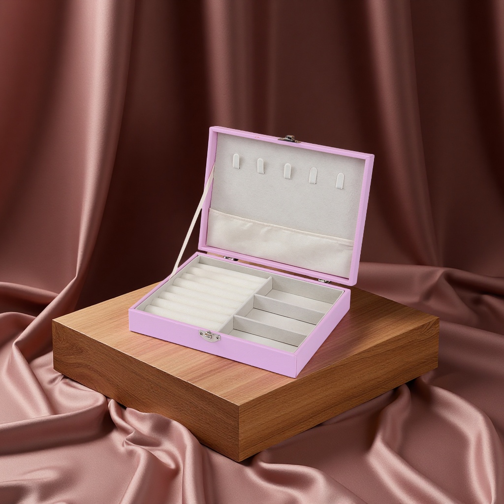 New large-capacity single-layer lockable jewelry storage box, accessory organization box, stud ring, necklace storage bag, jewelry packaging Specification image