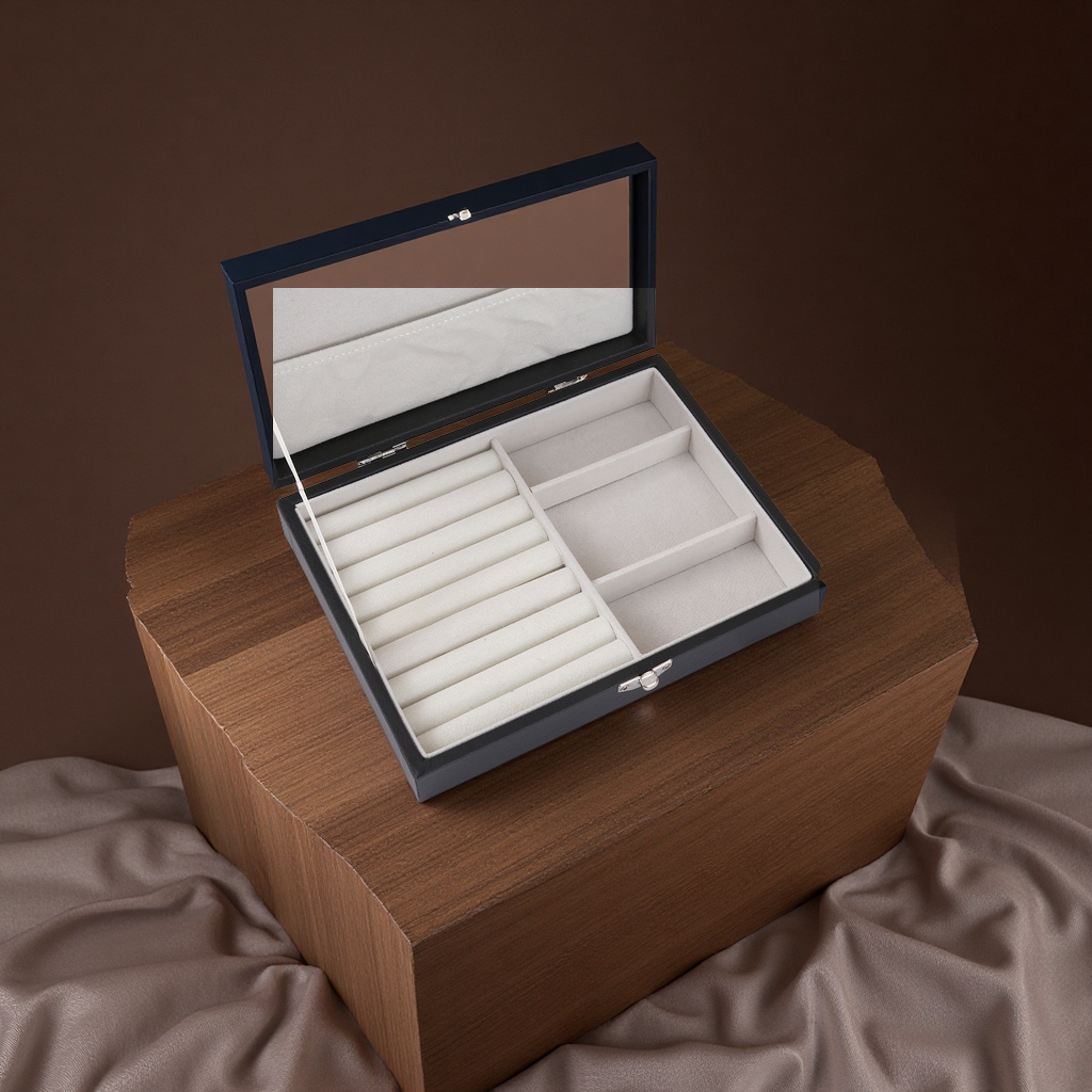 New large-capacity single-layer lockable jewelry storage box, accessory organization box, stud ring, necklace storage bag, jewelry packaging Application Scenario