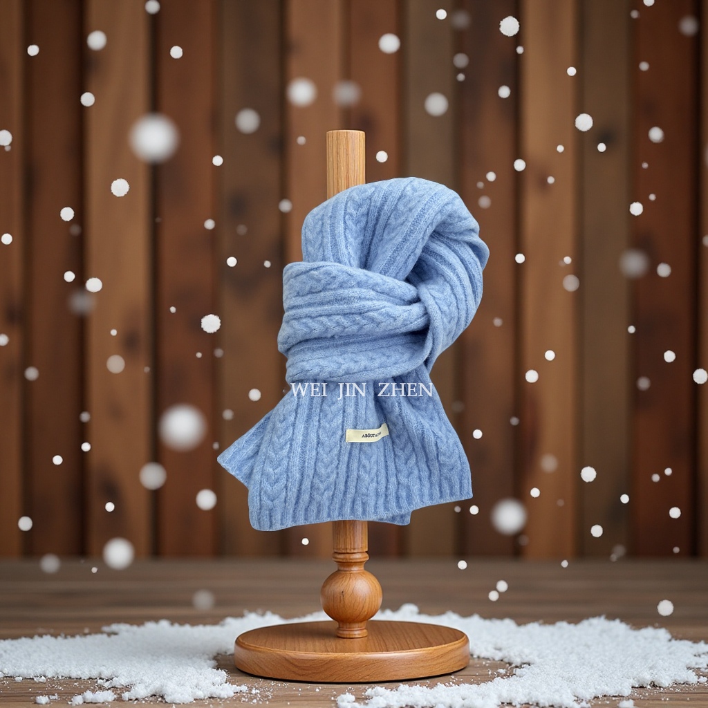 Korean-style high-end atmosphere wool blend women's autumn and winter knitted versatile solid color twist scarf men's warm scarf
