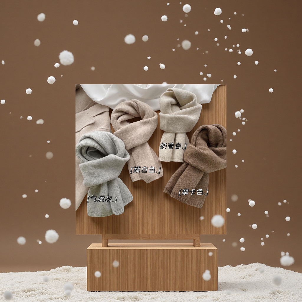 Korean-style versatile knitted scarf for women's winter, solid color, soft, warm, laid-back and simple small scarf clothing accessory