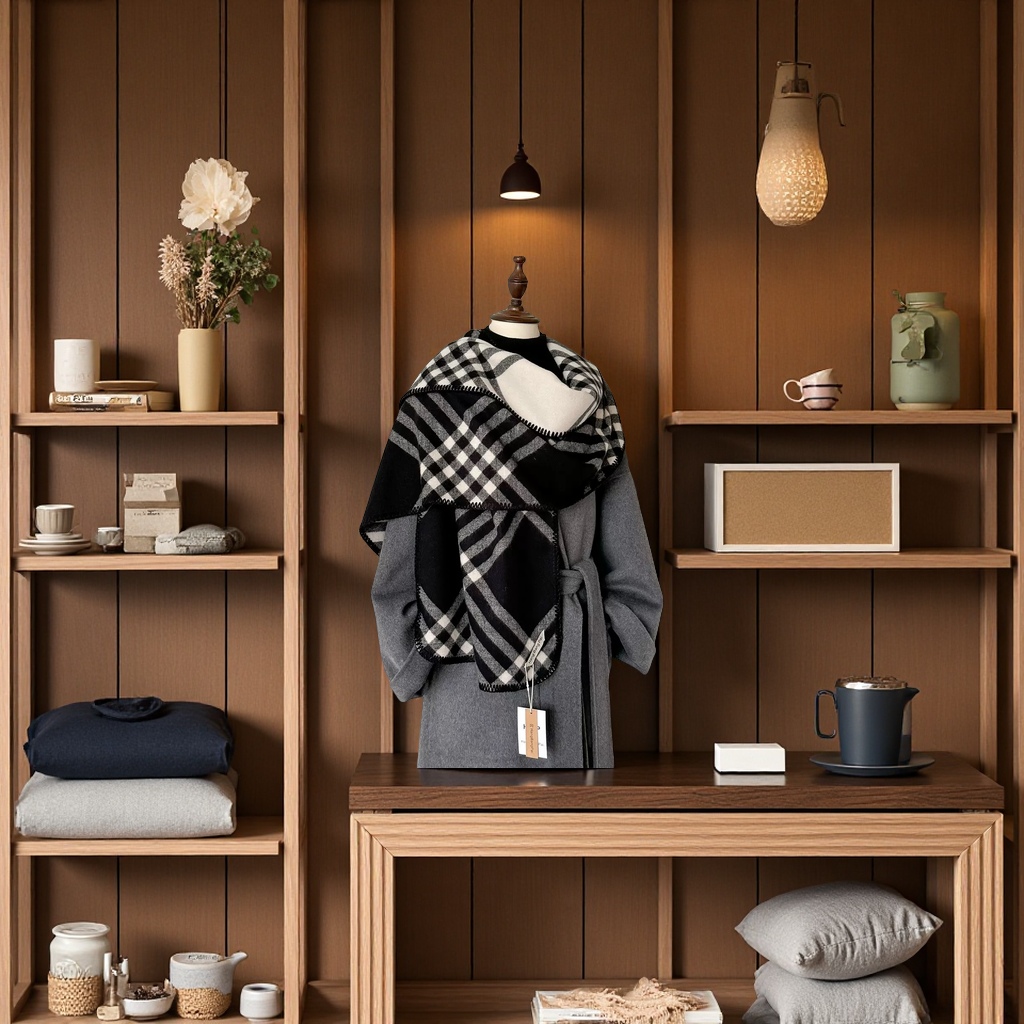 Wholesale of the same checkered Korean winter trend scarf, double-sided and two-color shawl as Jun Ji-hyun, fashionable and versatile