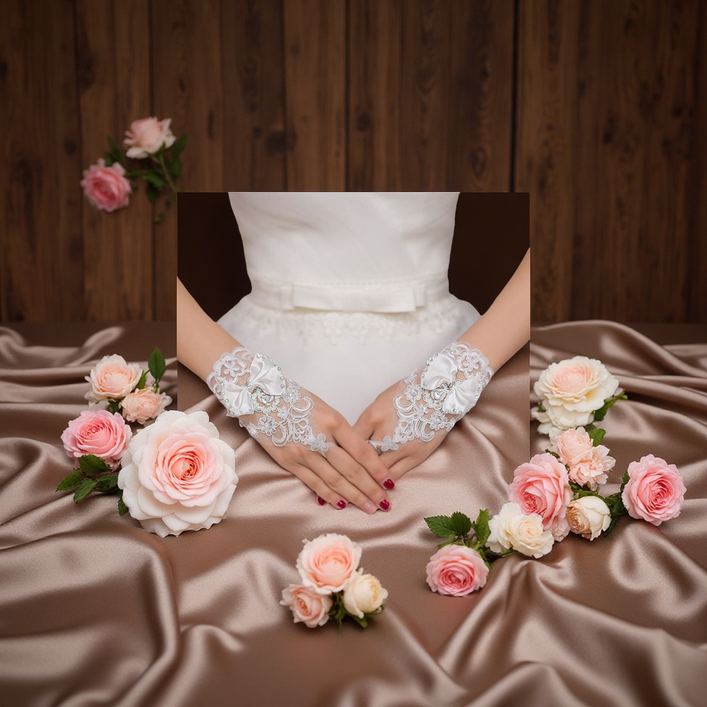 婚纱手套白底实物图