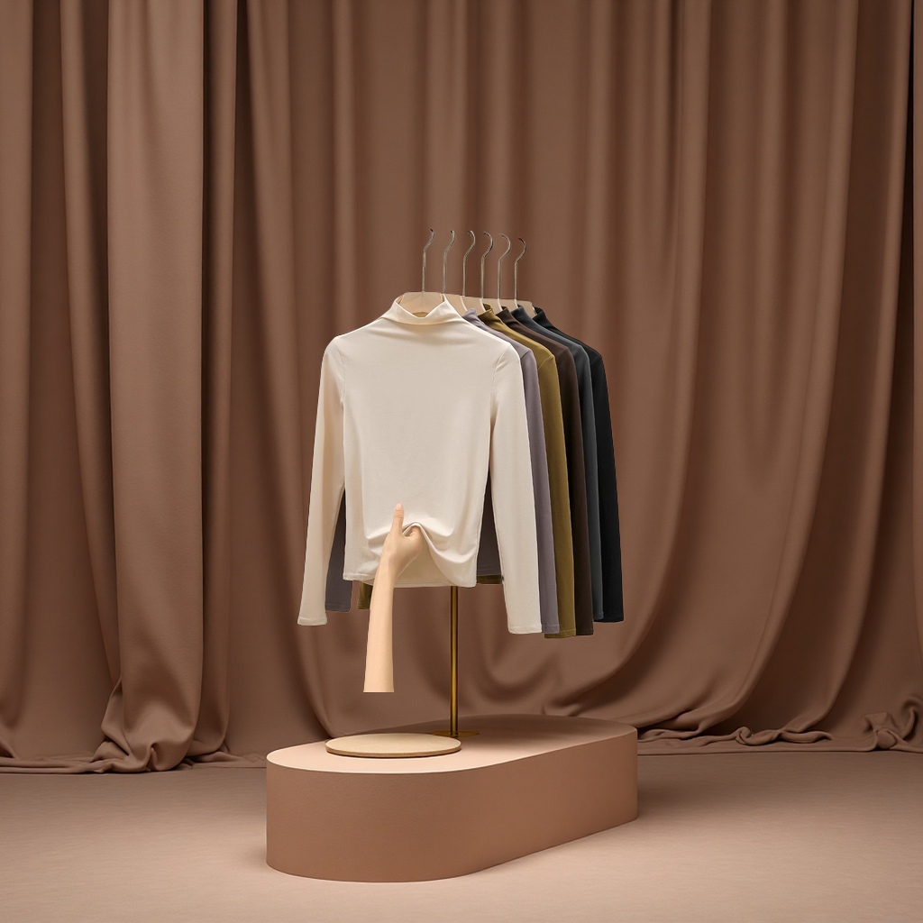 The new semi-high-neck base layer shirt for autumn and winter makes women look slimmer and warmer. It is a long-sleeved solid color made of German velvet and a versatile inner layer. It is a display prop details Picture