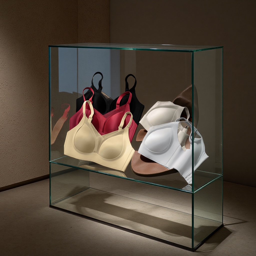 多层提拉交叉网纱无痕女士文胸2025新款爆款收副乳防下垂胸罩内衣无钢圈舒适透气