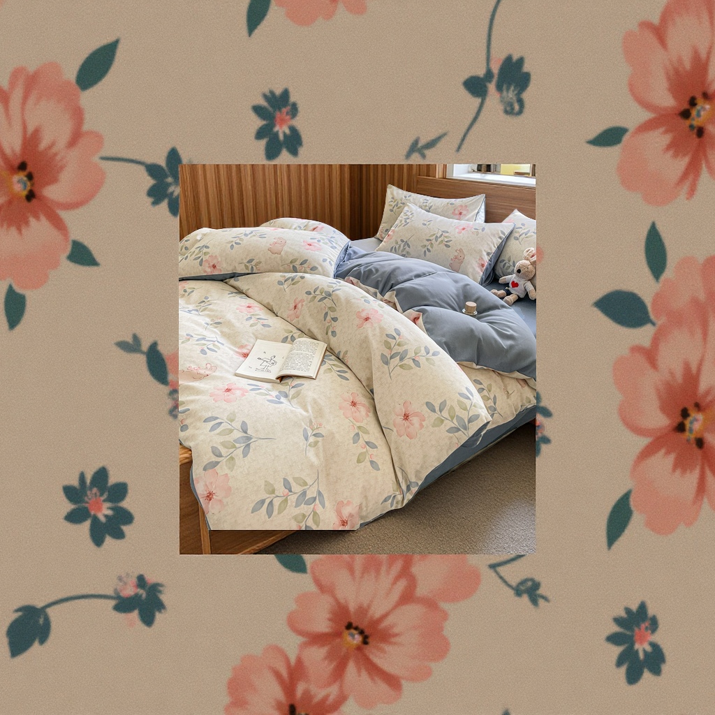 Nantong Home Textile Thickened brushed four-piece set for autumn and winter printed quilt covers, bed sheets and bedspreads, fresh and clean bedding Specification image