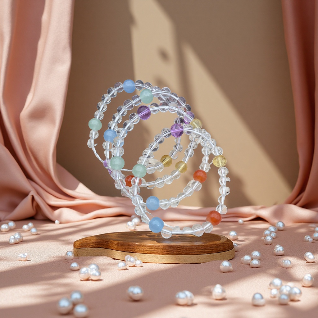 多宝珠手串天然玉石手链时尚手饰男女款多彩手串手工编织佩戴品味