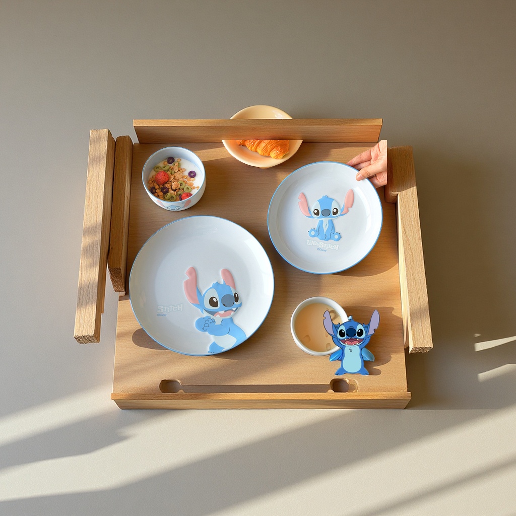 史迪仔创意卡通色釉10寸浮雕盘正版萌趣陶瓷餐盘跨境批发日用百货餐具碟