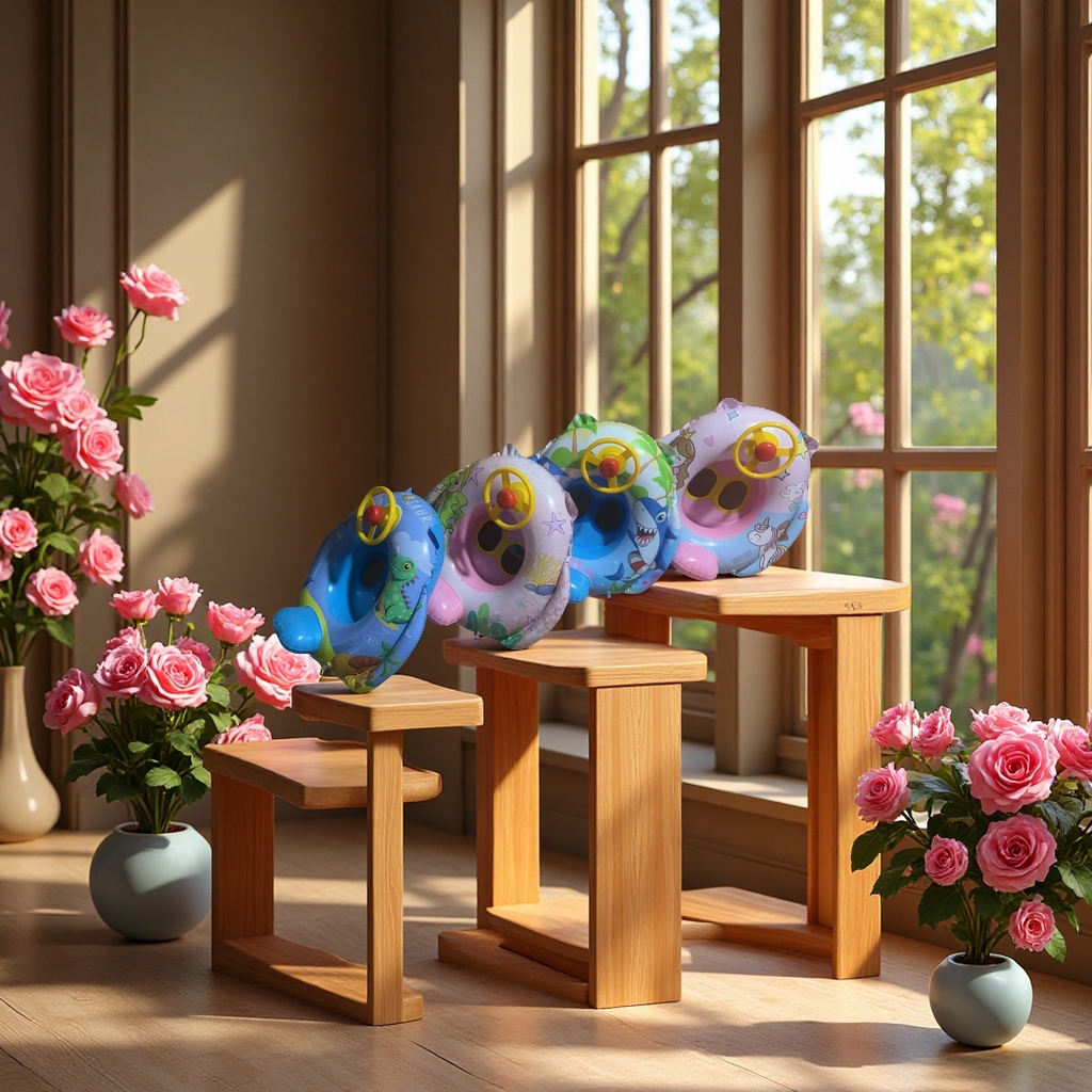 儿童喇叭艇彩色充气玩具适合水上娱乐安全耐用家庭户外休闲