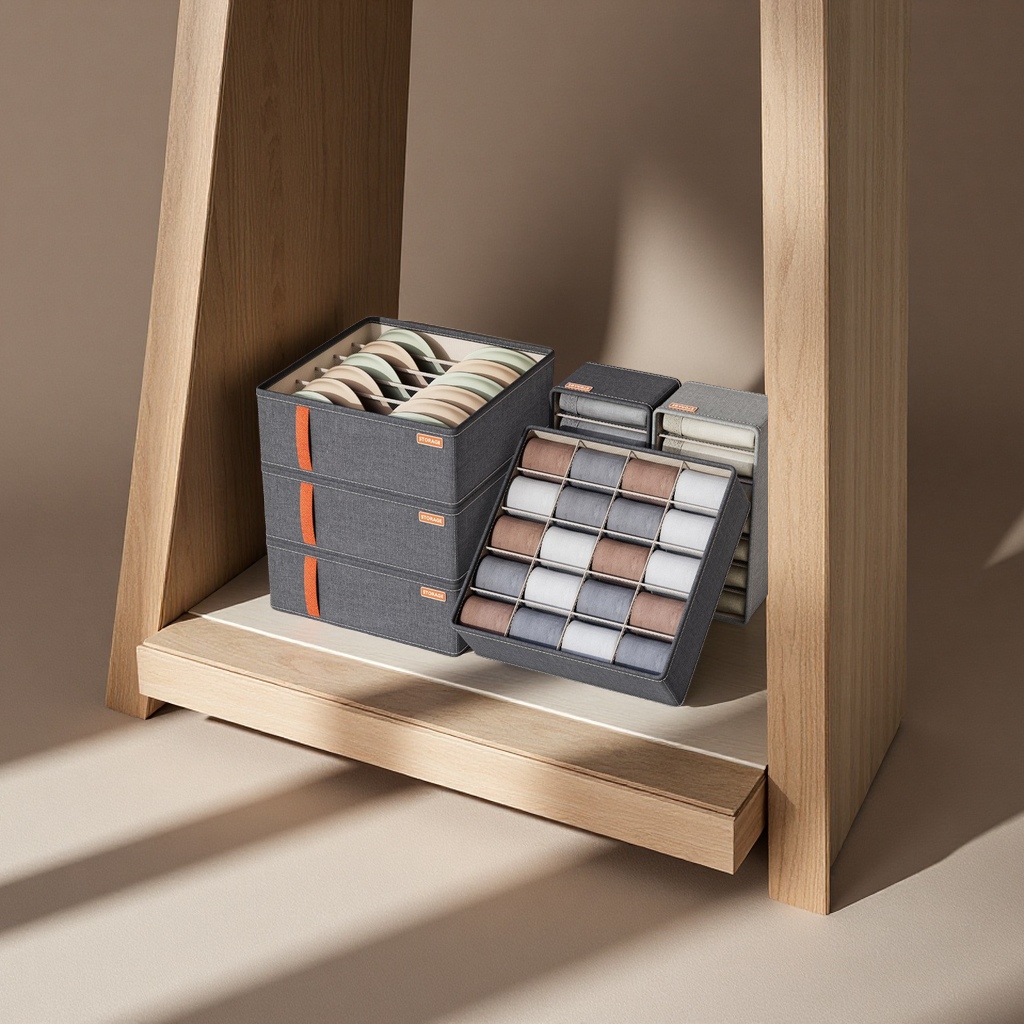 多功能三合一阳离子袜子内衣内裤收纳盒衣柜抽屉整理神器日用百货收纳篮防尘置物筐抽屉内收纳盒桌面收纳盒